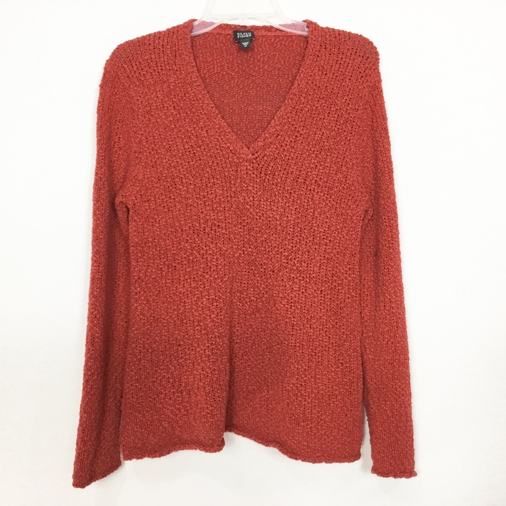 Eileen Fisher Silk Cotton Rolled Hem Knit Sweater